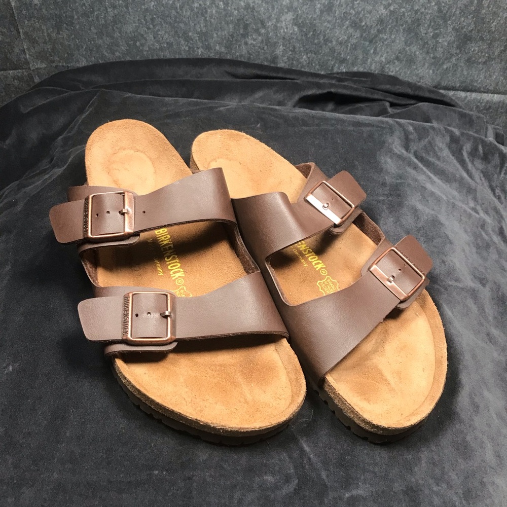 Birkenstock Arizona Brown Double-Strap Sandals M 11 EU 44 Outlined Footprint